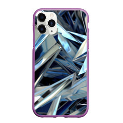 Чехол iPhone 11 Pro матовый Абстрактные осколки голубого цвета, цвет: 3D-фиолетовый