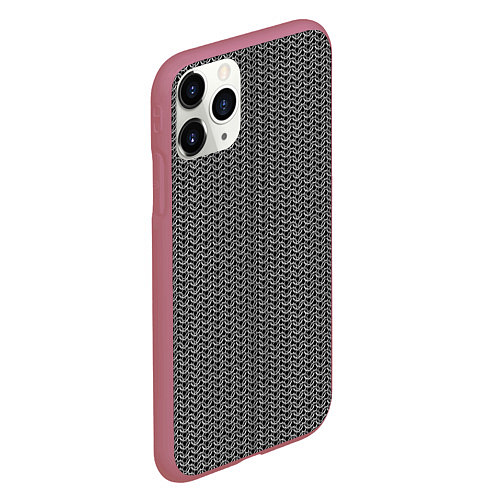 Чехол iPhone 11 Pro матовый Кованная металлическая кольчуга / 3D-Малиновый – фото 2