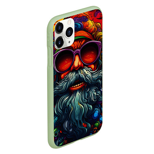 Чехол iPhone 11 Pro матовый Хайповый дед Мороз / 3D-Салатовый – фото 2