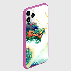 Чехол iPhone 11 Pro матовый Japanese dragon - watercolor art, цвет: 3D-фиолетовый — фото 2