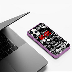 Чехол iPhone 11 Pro матовый AC DC all logo band, цвет: 3D-фиолетовый — фото 2