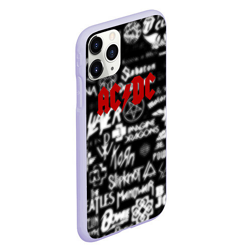 Чехол iPhone 11 Pro матовый AC DC all logo band / 3D-Светло-сиреневый – фото 2