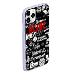 Чехол iPhone 11 Pro матовый AC DC all logo band, цвет: 3D-светло-сиреневый — фото 2