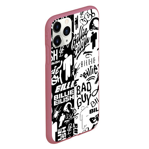 Чехол iPhone 11 Pro матовый Billie Eilish чернобелые битва лого / 3D-Малиновый – фото 2