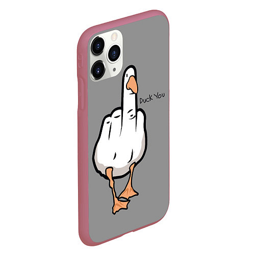 Чехол iPhone 11 Pro матовый Duck you / 3D-Малиновый – фото 2