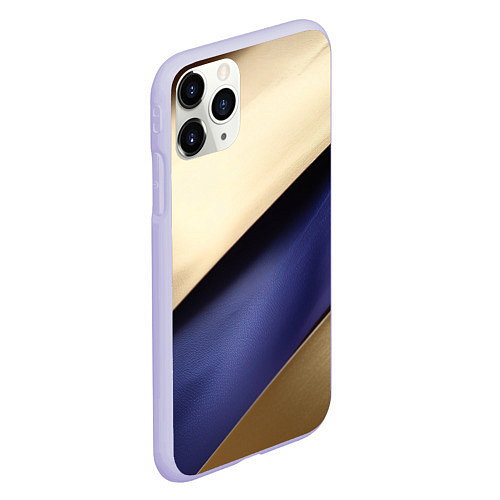 Чехол iPhone 11 Pro матовый Фиолетовая вставка на золотом фоне / 3D-Светло-сиреневый – фото 2