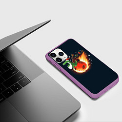 Чехол iPhone 11 Pro матовый Дино-санта на метеорите, цвет: 3D-фиолетовый — фото 2