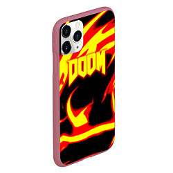 Чехол iPhone 11 Pro матовый Doom eternal fire storm, цвет: 3D-малиновый — фото 2