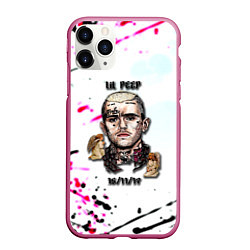 Чехол iPhone 11 Pro матовый Lil peep rap band, цвет: 3D-малиновый