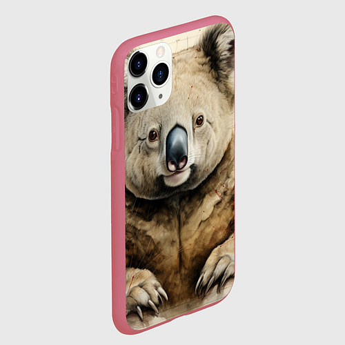 Чехол iPhone 11 Pro матовый Коала в стиле диаграмм Давинчи / 3D-Малиновый – фото 2
