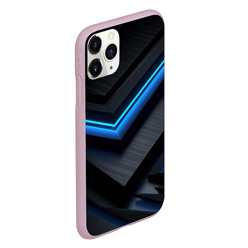 Чехол iPhone 11 Pro матовый Голубая абстракция / 3D-Розовый – фото 2