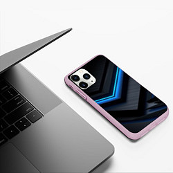Чехол iPhone 11 Pro матовый Голубая абстракция, цвет: 3D-розовый — фото 2