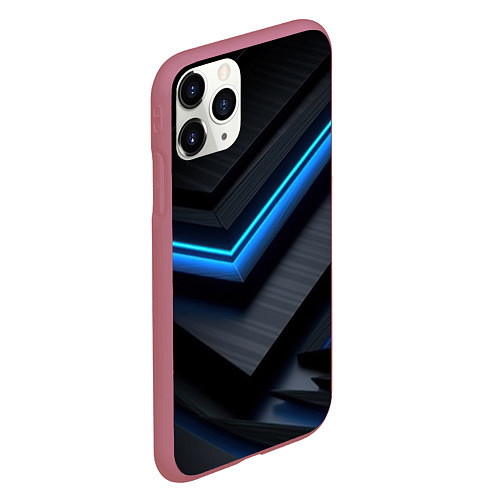 Чехол iPhone 11 Pro матовый Голубая абстракция / 3D-Малиновый – фото 2