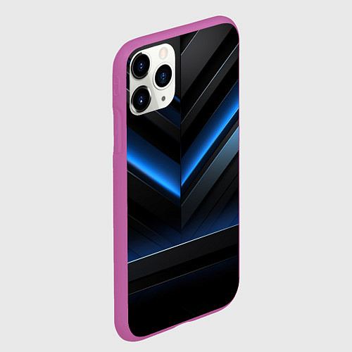 Чехол iPhone 11 Pro матовый Оттенки синего абстракция / 3D-Фиолетовый – фото 2