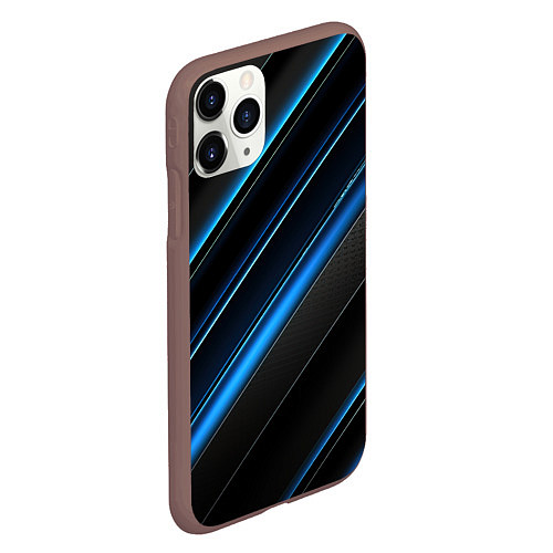Чехол iPhone 11 Pro матовый Синий узор абстракции / 3D-Коричневый – фото 2