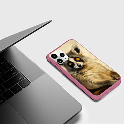 Чехол iPhone 11 Pro матовый Лемур в стиле диаграмм Давинчи, цвет: 3D-малиновый — фото 2