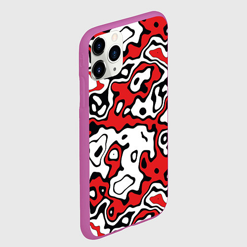 Чехол iPhone 11 Pro матовый Агрессивный яркий камуфляж / 3D-Фиолетовый – фото 2