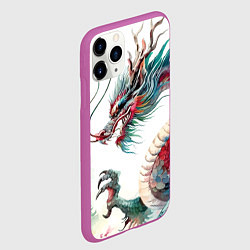 Чехол iPhone 11 Pro матовый Акварельный японский дракон, цвет: 3D-фиолетовый — фото 2