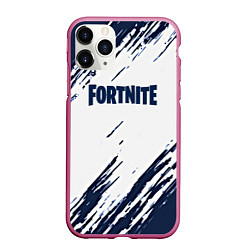 Чехол iPhone 11 Pro матовый Fortnite краски, цвет: 3D-малиновый