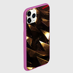 Чехол iPhone 11 Pro матовый Золотые камни абстракт, цвет: 3D-фиолетовый — фото 2