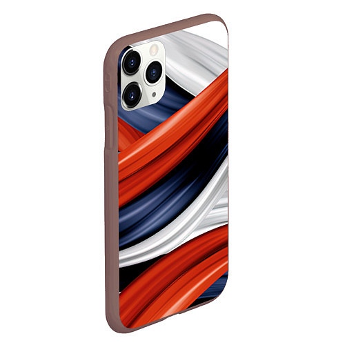 Чехол iPhone 11 Pro матовый Триколор из абстракции / 3D-Коричневый – фото 2