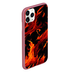 Чехол iPhone 11 Pro матовый Пламя в темноте, цвет: 3D-малиновый — фото 2