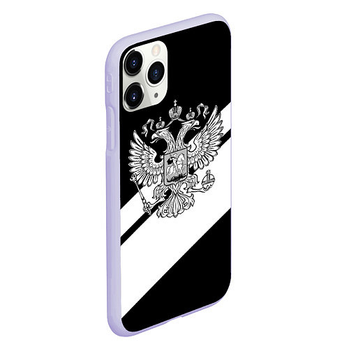 Чехол iPhone 11 Pro матовый Россия спорт полосы герб / 3D-Светло-сиреневый – фото 2