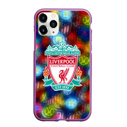 Чехол iPhone 11 Pro матовый Liverpool все logo неон, цвет: 3D-фиолетовый