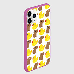 Чехол iPhone 11 Pro матовый Капибара с желтой уткой, цвет: 3D-фиолетовый — фото 2