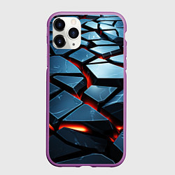 Чехол iPhone 11 Pro матовый Абстрактные плиты с оранжевым светом, цвет: 3D-фиолетовый