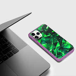 Чехол iPhone 11 Pro матовый Зелёное разбитое стекло, цвет: 3D-фиолетовый — фото 2