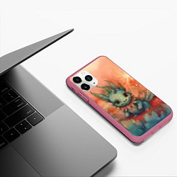 Чехол iPhone 11 Pro матовый Праздничный дракон с искрами, цвет: 3D-малиновый — фото 2