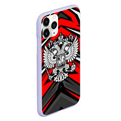 Чехол iPhone 11 Pro матовый Россия - красная геометрия, цвет: 3D-светло-сиреневый — фото 2