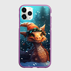 Чехол iPhone 11 Pro матовый Дракон под снегом, цвет: 3D-фиолетовый