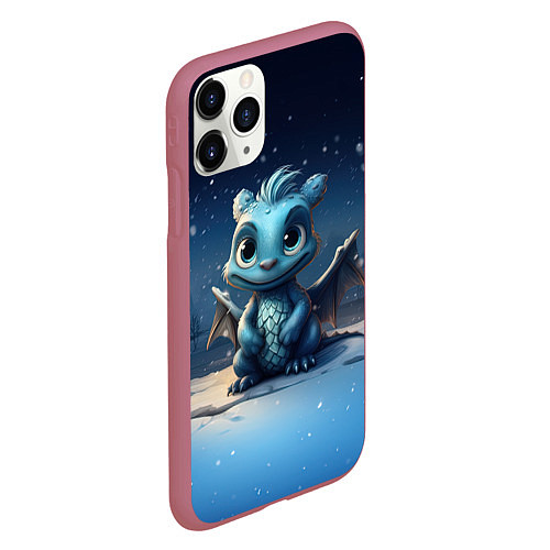 Чехол iPhone 11 Pro матовый Снежный дракон 2024 / 3D-Малиновый – фото 2