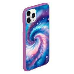 Чехол iPhone 11 Pro матовый Галактический тай-дай, цвет: 3D-фиолетовый — фото 2