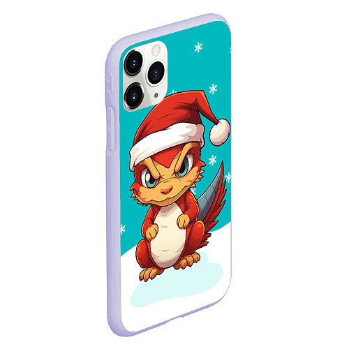 Чехол iPhone 11 Pro матовый Новогодний дракошка 2024 / 3D-Светло-сиреневый – фото 2