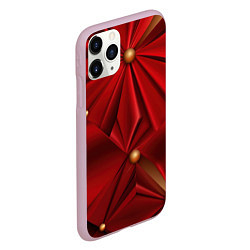 Чехол iPhone 11 Pro матовый Красный материал со складками, цвет: 3D-розовый — фото 2