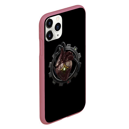 Чехол iPhone 11 Pro матовый Сердце механикус стимпанк / 3D-Малиновый – фото 2