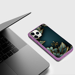 Чехол iPhone 11 Pro матовый Объемные узоры и листья, цвет: 3D-фиолетовый — фото 2