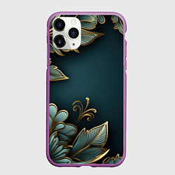 Чехол iPhone 11 Pro матовый Объемные узоры и листья