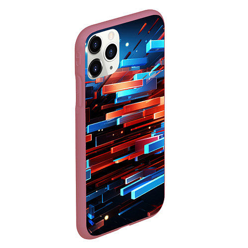 Чехол iPhone 11 Pro матовый Прямоугольная абстракция / 3D-Малиновый – фото 2