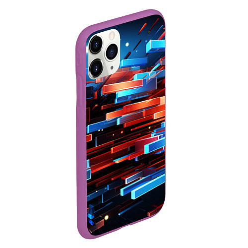 Чехол iPhone 11 Pro матовый Прямоугольная абстракция / 3D-Фиолетовый – фото 2