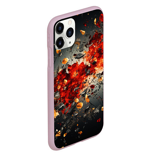 Чехол iPhone 11 Pro матовый Желтые и черные осколки после взрыва / 3D-Розовый – фото 2