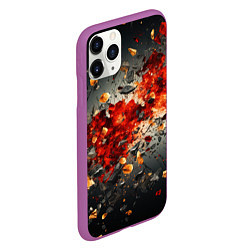 Чехол iPhone 11 Pro матовый Желтые и черные осколки после взрыва, цвет: 3D-фиолетовый — фото 2