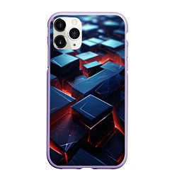 Чехол iPhone 11 Pro матовый Синие плиты абстракция разлома, цвет: 3D-светло-сиреневый