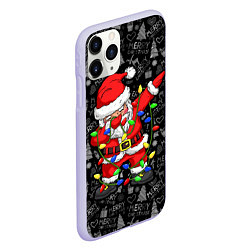 Чехол iPhone 11 Pro матовый Санта Клаус с гирляндой, цвет: 3D-светло-сиреневый — фото 2