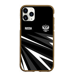 Чехол iPhone 11 Pro матовый Russia - black and white geometry