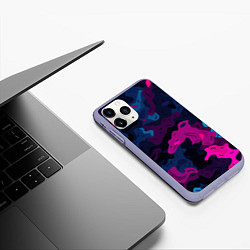 Чехол iPhone 11 Pro матовый Синий и фиолетовый абстрактный камуфляж, цвет: 3D-светло-сиреневый — фото 2