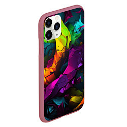 Чехол iPhone 11 Pro матовый Яркие разноцветные краски, цвет: 3D-малиновый — фото 2